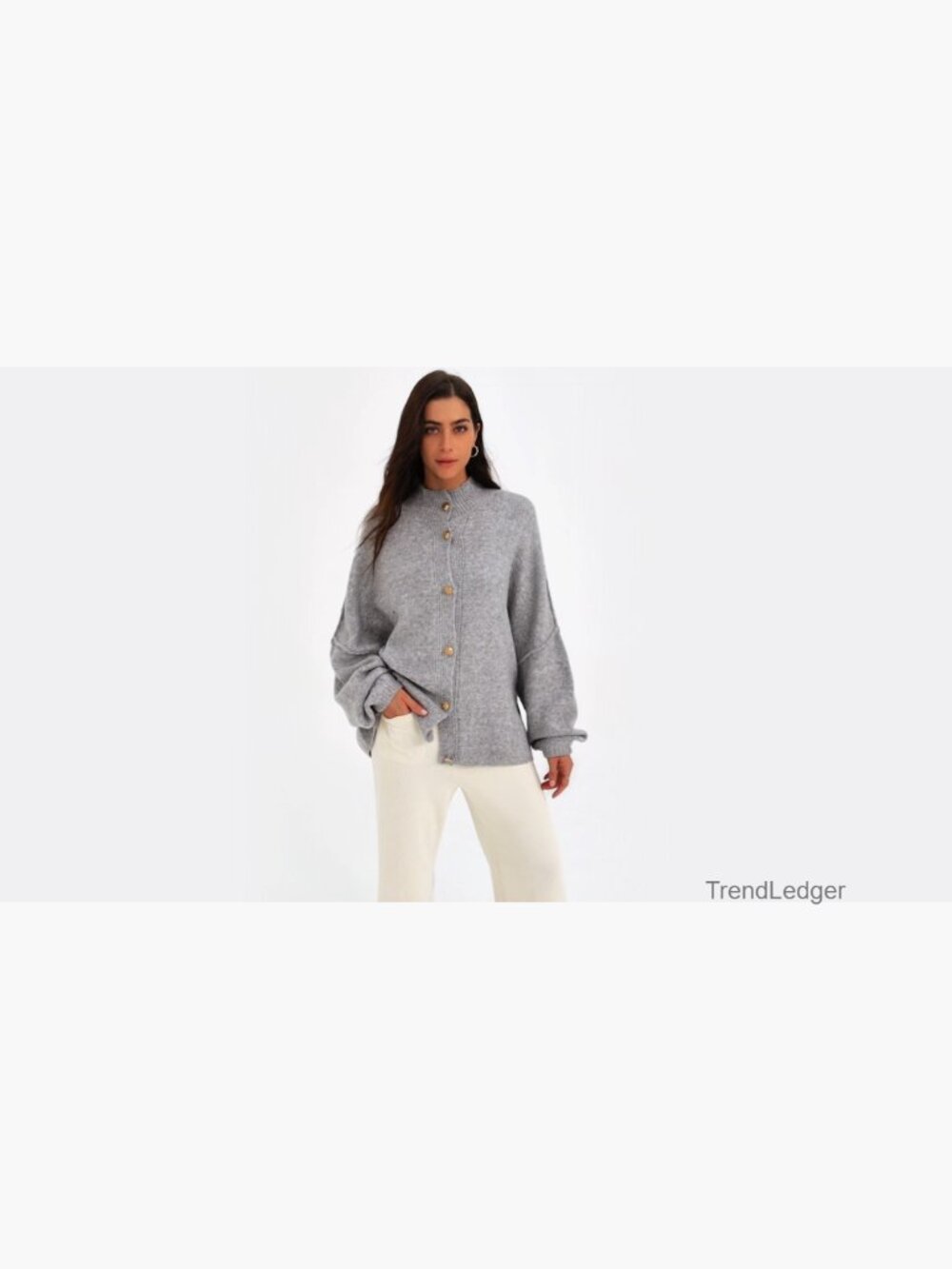 Oversized Chunky Knit Cardigan Sweater Long Sleeve Button Front - Picture 7 of 7